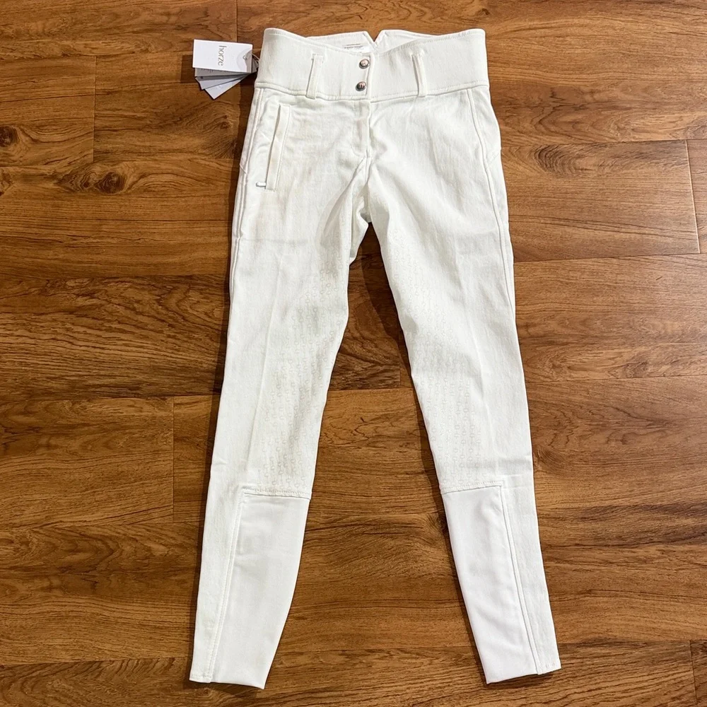 HORZE Women Sz 22 Angelina White‎ Full Seat Breeches Silicone Equestrian Pants